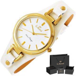 Zegarek Damski G.Rossi Złoty Biały Elegancki BOX
