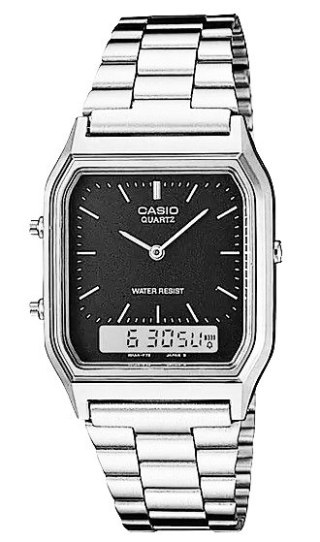 Zegarek Męski Casio Srebrny Dual Time Retro BOX