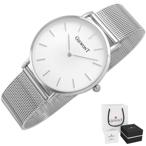 Zegarek Damski Giewont Srebrny Bransoleta Mesh BOX