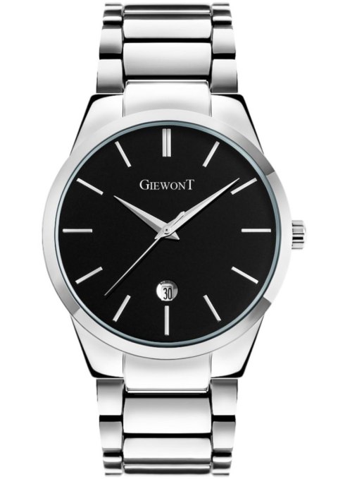 Zegarek Męski Giewont Srebrny Czarny Elegancki BOX