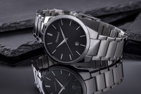 Zegarek Męski Giewont Srebrny Czarny Elegancki BOX