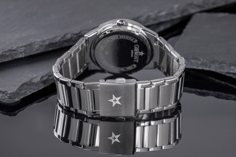 Zegarek Męski Giewont Srebrny Czarny Elegancki BOX