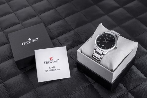 Zegarek Męski Giewont Srebrny Czarny Elegancki BOX