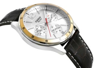Zegarek Męski Casio Złoty Pasek Skóra Retro BOX
