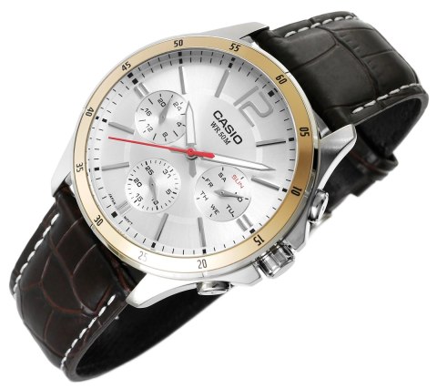 Zegarek Męski Casio Złoty Pasek Skóra Retro BOX