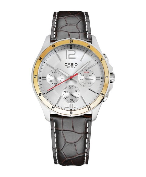 Zegarek Męski Casio Złoty Pasek Skóra Retro BOX