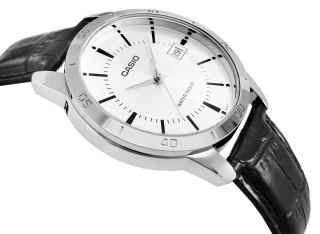 Zegarek Męski Casio Srebrny Pasek Skóra Retro BOX