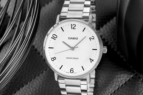 Zegarek Męski Casio Srebrny Bransoleta Retro BOX