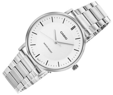 Zegarek Męski Casio Srebrny Biały Minimalistyczny BOX
