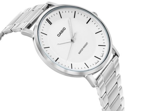 Zegarek Męski Casio Srebrny Biały Minimalistyczny BOX