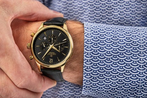 Zegarek Męski Giewont Chronograph Sapphire Czarno Złoty GW6310-A4