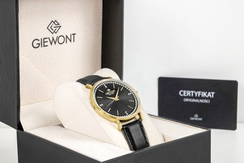 Zegarek Damski Giewont Złoty Czarny Szafirowe BOX