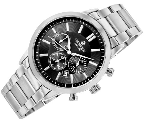 Zegarek Męski Giewont Srebrny Chrono Elegancki BOX