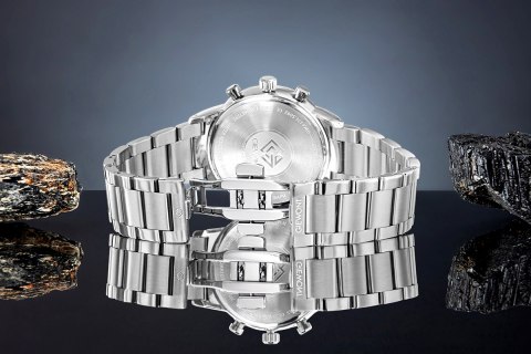Zegarek Męski Giewont Srebrny Chrono Elegancki BOX