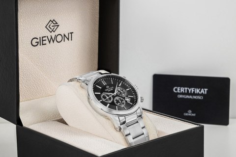 Zegarek Męski Giewont Srebrny Chrono Elegancki BOX