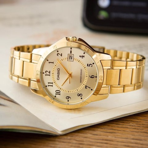 ZŁOTY ZEGAREK MĘSKI CASIO MTP-V004G-9B (zd047a) + BOX
