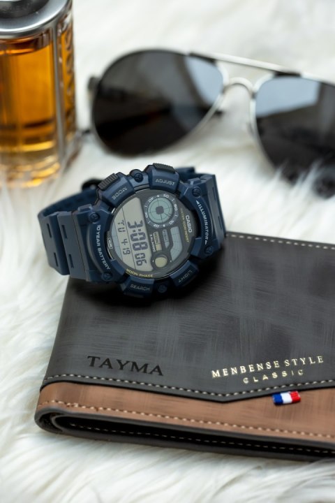 Zegarek męski Casio WS-1500H-2AVEF niebieski sportowy fazy księżyca BOX