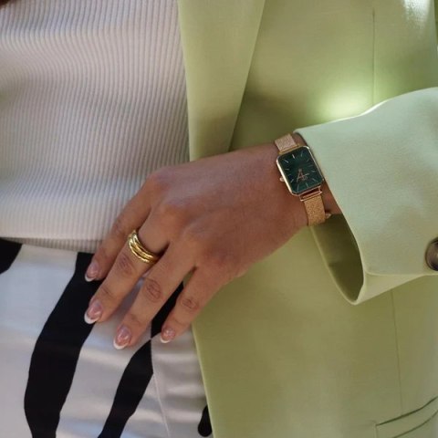 ZEGAREK DAMSKI DANIEL WELLINGTON Quadro Pressed Evergold Emerald 20mm DW00100561+ BOX (zw505m)