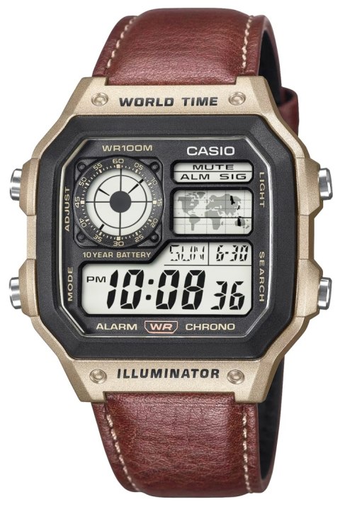 Zegarek Męski CASIO AE-1200WHL-5AVEF World Time Alarm WR100 + BOX