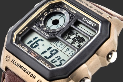 Zegarek Męski CASIO AE-1200WHL-5AVEF World Time Alarm WR100 + BOX