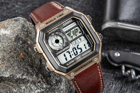 Zegarek Męski CASIO AE-1200WHL-5AVEF World Time Alarm WR100 + BOX