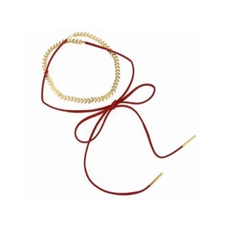 NASZYJNIK CHOKER "CHEVRON" - BORDOWY, ZŁOTY N482BOR