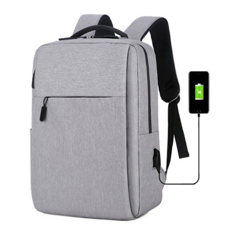 Plecak NA LAPTOPA Szary Unisex Sportowy Szkolny Uniwersalny z USB