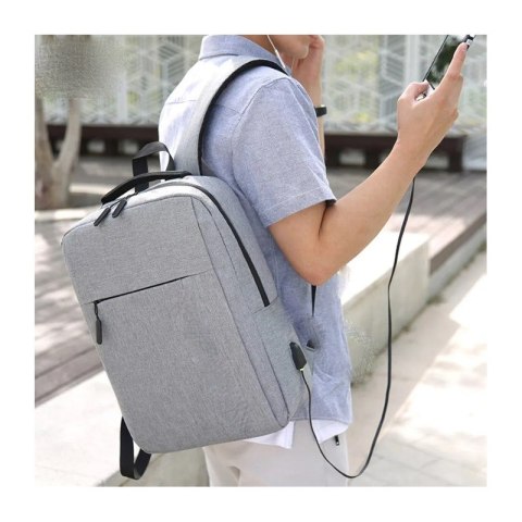 Plecak NA LAPTOPA Szary Unisex Sportowy Szkolny Uniwersalny z USB