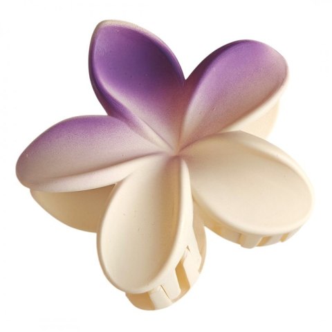 Spinka do włosów klamra XL kwiat OMBRE matowy kremowy z fioletem 7,5 x 8cm SP402