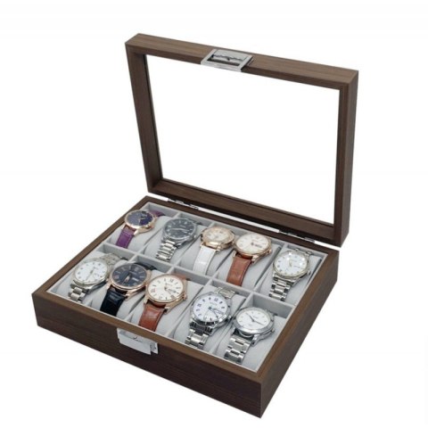 Szkatułka na 10 zegarków, etui, organizer zamykany ze szkłem 26x21cm PDMDF05