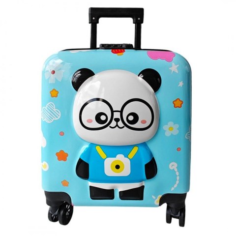 WALIZKA DZIECIĘCA KABINOWA BAGAŻ DZIECI z szyfrem panda niebieska WP07