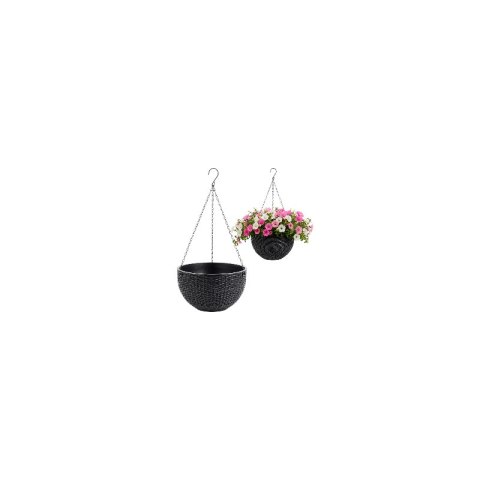 Doniczka wisząca szara duża Rattan Design 26 cm ROS10GRAF