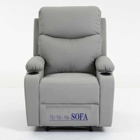 Fotel, sofa rozkładana jednoosobowa VERO z uchwytem na napój, ekoskóra szary SOF01SZ