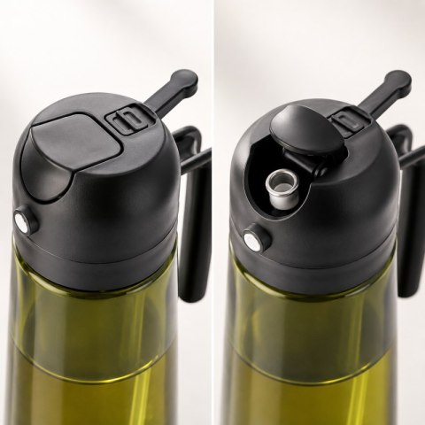 Butelka, spray do oliwy, oleju, dozownik, rozpylacz, zielony, zaciemniający 470ml POJ12