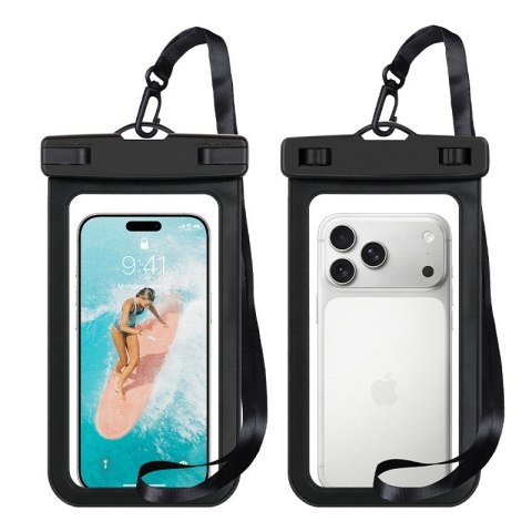 ETUI WODOODPORNE, wodoszczelny pokrowiec na telefon, ze smyczą, czarny CASE09