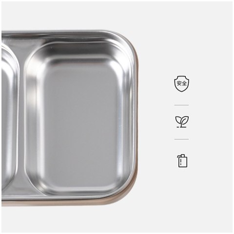 Śniadaniówka LUNCH BOX z widelcem, stal nierdzewna, 2 poziomy, kremowy PJM50K