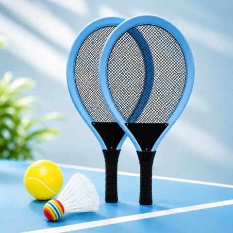 Zestaw rakietek z siateczką do odbijania, tenis badminton, 2 paletki, lotka i piłeczka AR18